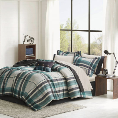 Plaid Comforter Set With Bed Sheets