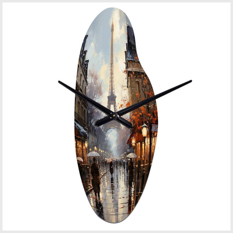 Eiffel Paris In 19 Century - Paris, horloge murale asymétrique en métal beige, Grand