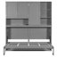 Lit escamotable simple simple avec armoire supérieure et tablettes, lit pliable peu encombrant avec lumière et USB, gris-1482102434
