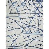 Mystic Rectangle Abstract Hand Tufted Wool Area Rug in Navy