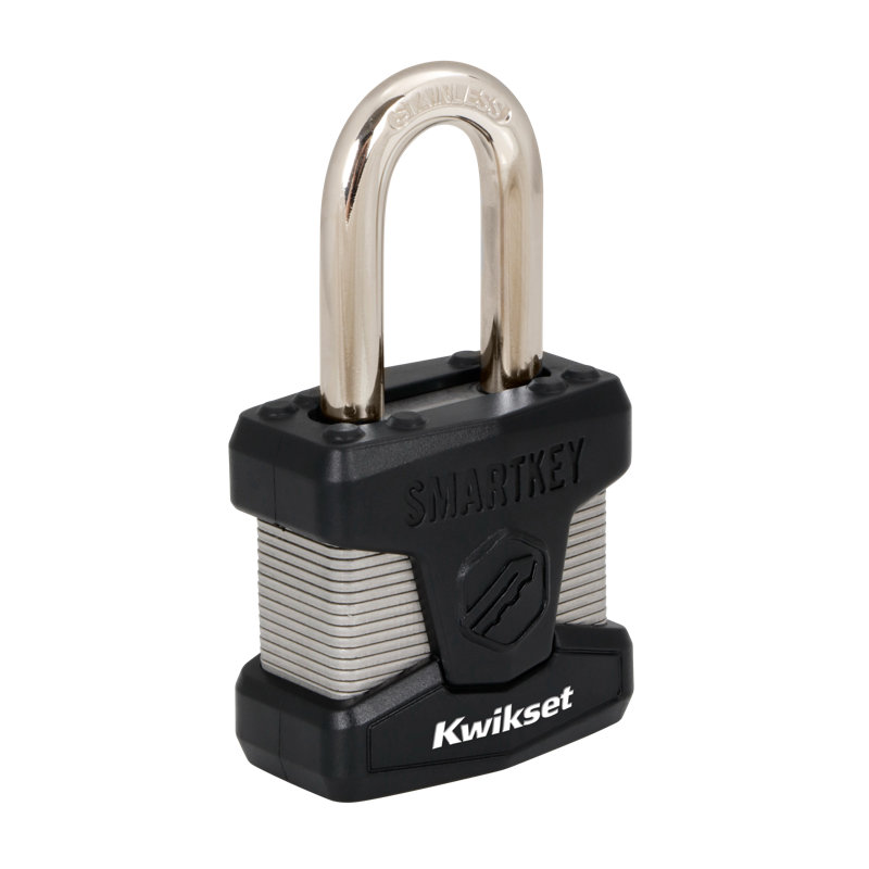 Cadenas Kwikset SmartKey à recodage automatique en acier laminé avec poignée en acier inoxydable, corps de 5 cm, anse de 4 cm, lot de 1