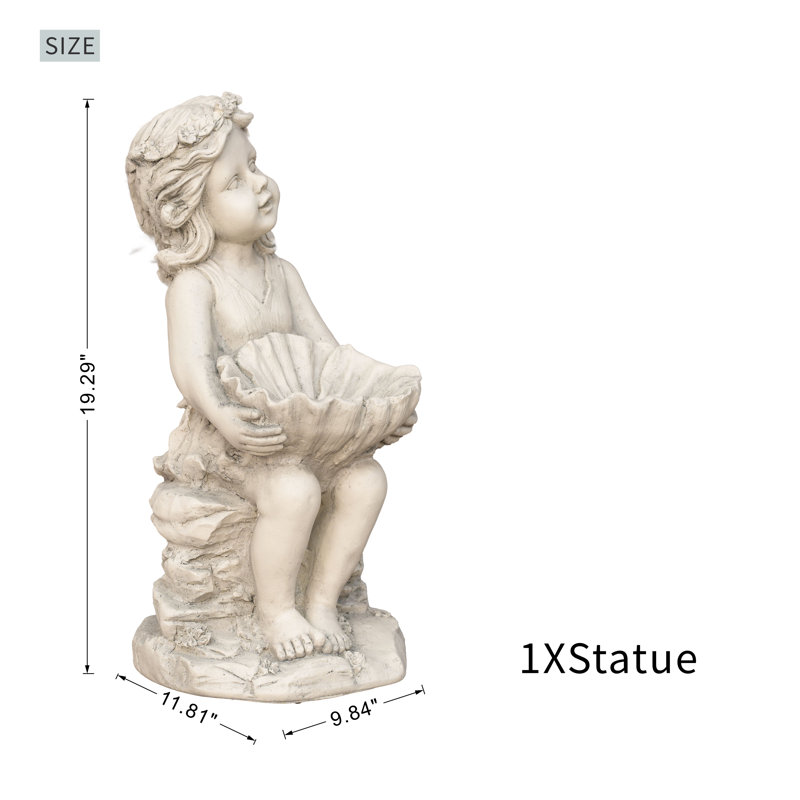 Statue de jardin fille en oxyde de magnésium assis