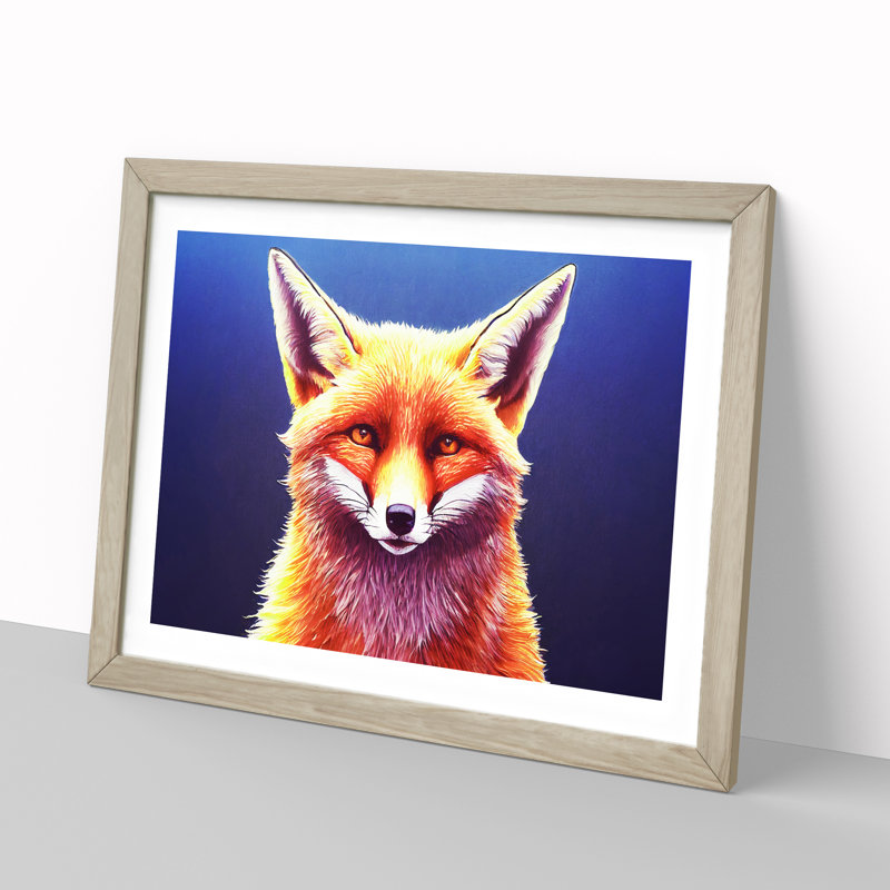 Unique Fox - Framed Print, 46cm H x 64cm W x 2cm D, Oak Framed