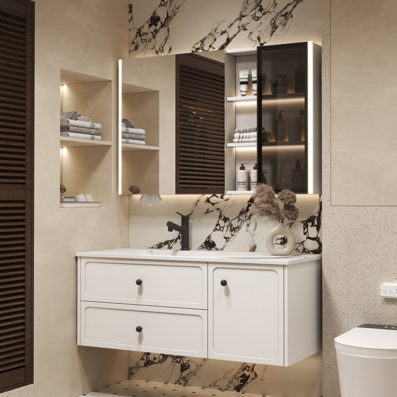 Armoire de salle de bain française moderne et simple, H 19,6 po x l 47,2 po x P 20,4 po