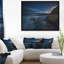 «Rocky Blue Ocean at Nighttime», reproduction de photo sur toile tendue encadrée-26681370