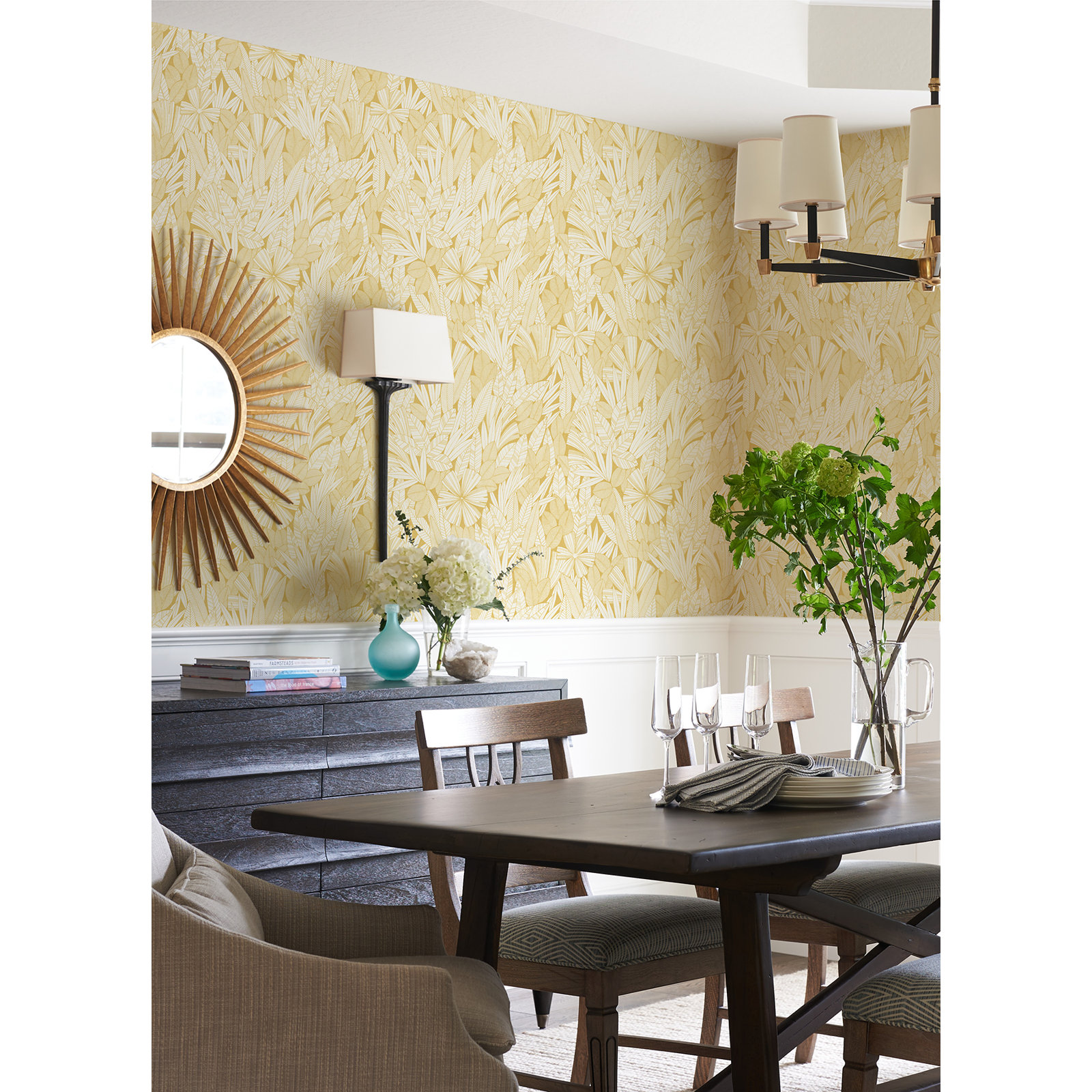 Avellana Botanical Wallpaper, Yellow
