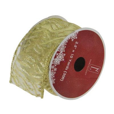 Rubans d'artisanat de Noël filaires Sparkling Gold Lines - 2,5 po x 120 verges