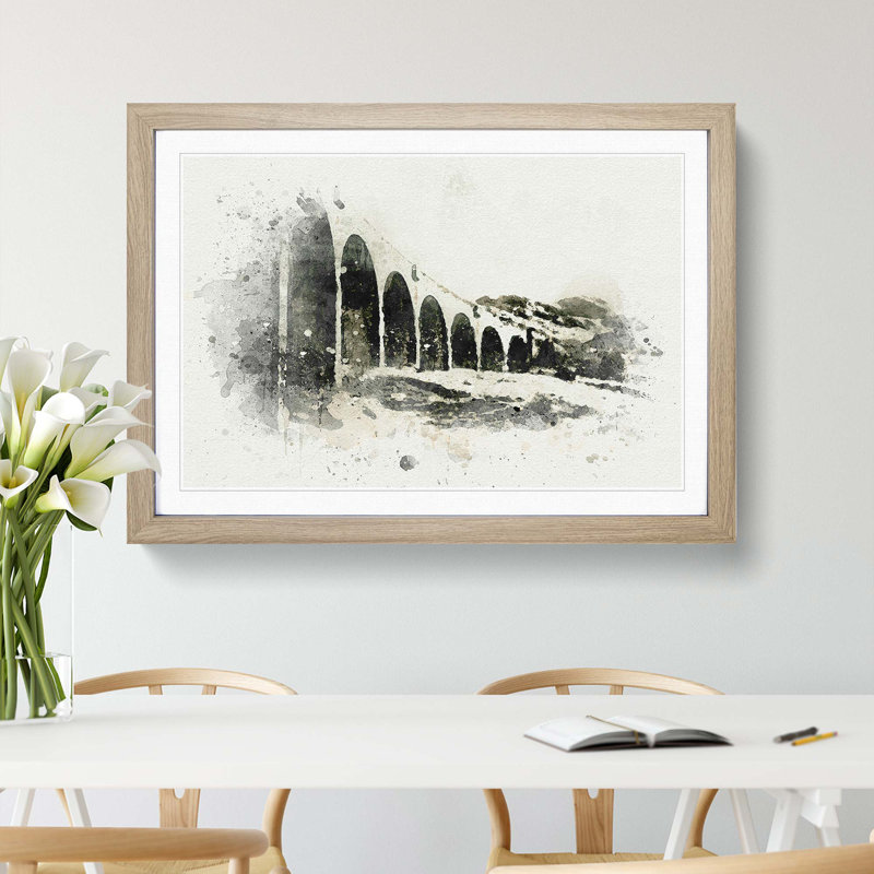Glenfinnan Viaduct in Scotland - Framed Print, 48cm H x 65cm W x 2cm D, Oak Framed