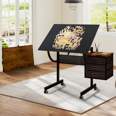 1500 pieces Jigsaw Puzzle metal Table board for adults gift with 4 trays, 2 Storage drawers and 4 wheels