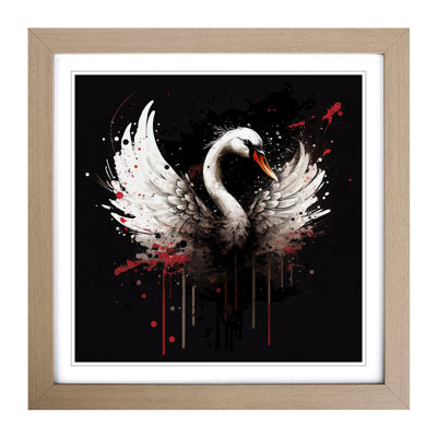 Swan Splatter Art - Framed Print