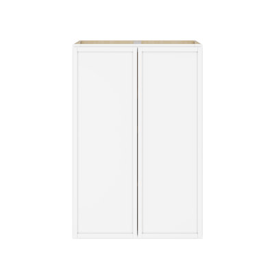 Armoire murale moderne en bouleau blanc moderne avec portes à cadre étroit et quincaillerie à fermeture en douceur pour les cuisines et les espaces polyvalents
