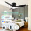 Ventilateurs de plafond encastrés intelligents de 42 po avec éclairage à distance, moteur à courant continu silencieux, ventilateur de plafond intérieur à profil bas pour l'extérieur, commande avec application Alexa WIFI, intensité variable, pales en ABS, pour patio de chambre à coucher moderne
