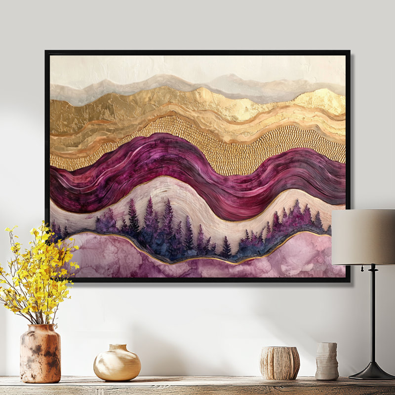 Demar - Vineyard Wall Art, Black, 12" H x 20" W, Floater Framed Print