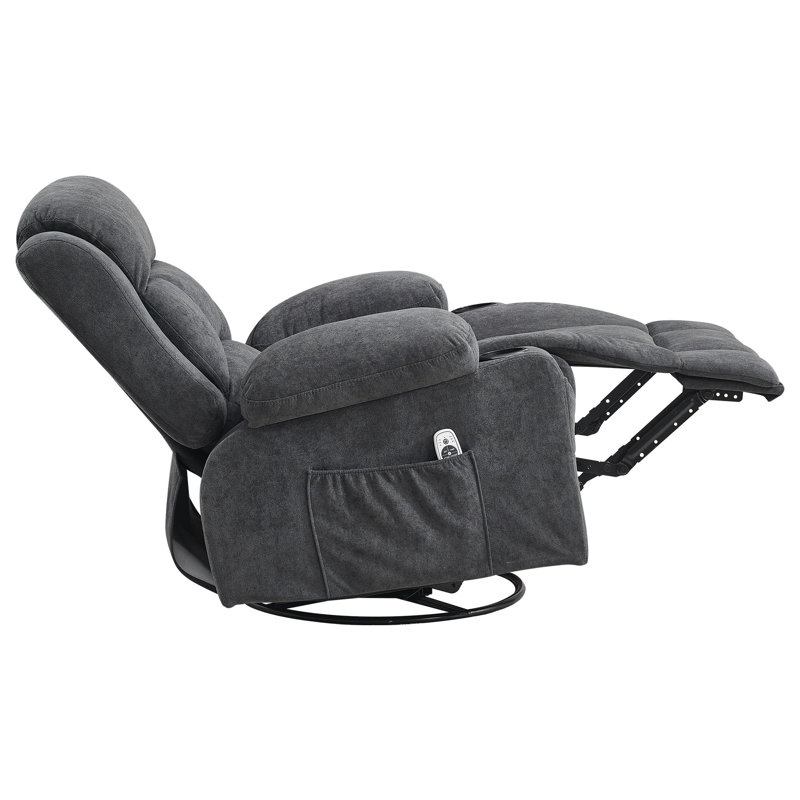 Fauteuil inclinable pivotant de massage, Gris + cuir + espace de vie primaire