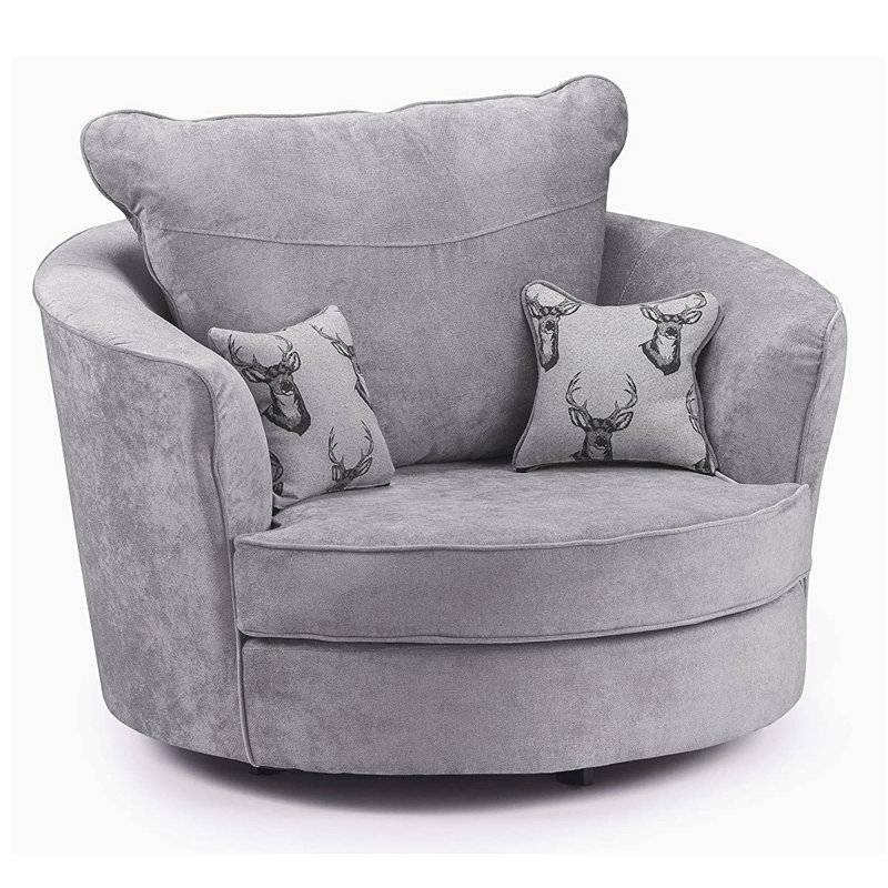Desimone Upholstered Swivel Barrel Chair, Grey