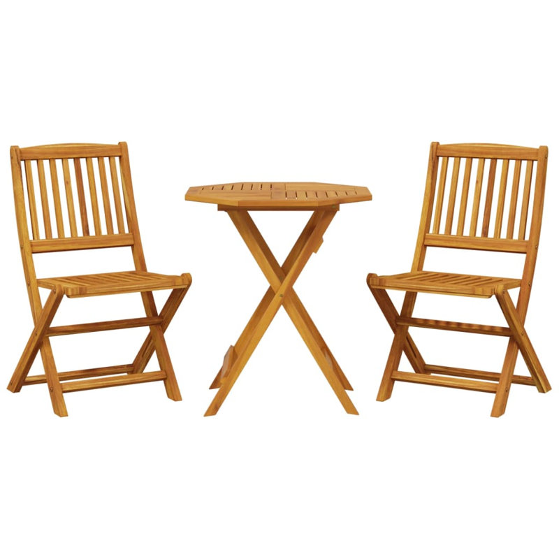 Andiel 2 - Person Acacia Solid Wood Patio Dining Set Hexagonal Table
