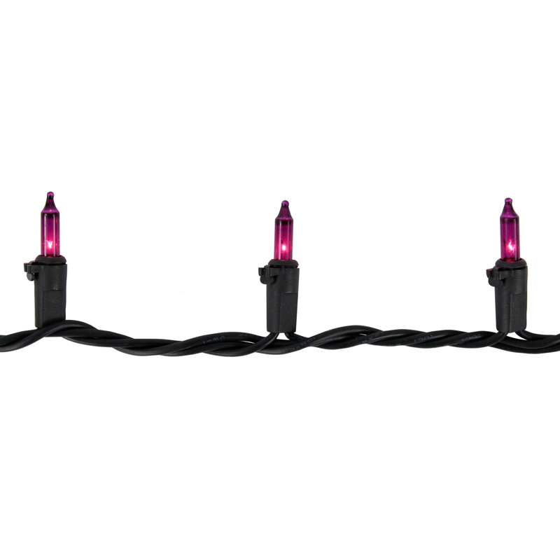 100-Count Mini Christmas Light Set 20.25ft Wire, Purple/Black