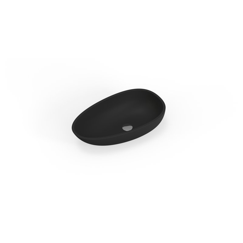 Badeloft 24.4" x 13.7" Stone Resin Vessel Bathroom Sink WB-01-MBLK in Matte Black, Matte Black