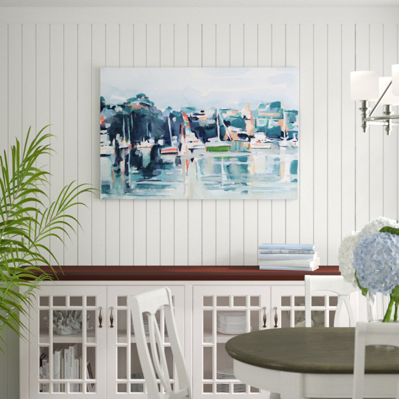 'BayII' by Emma Scarvey - Painting Print, 81cm H x 122cm W, Black Floater Frame