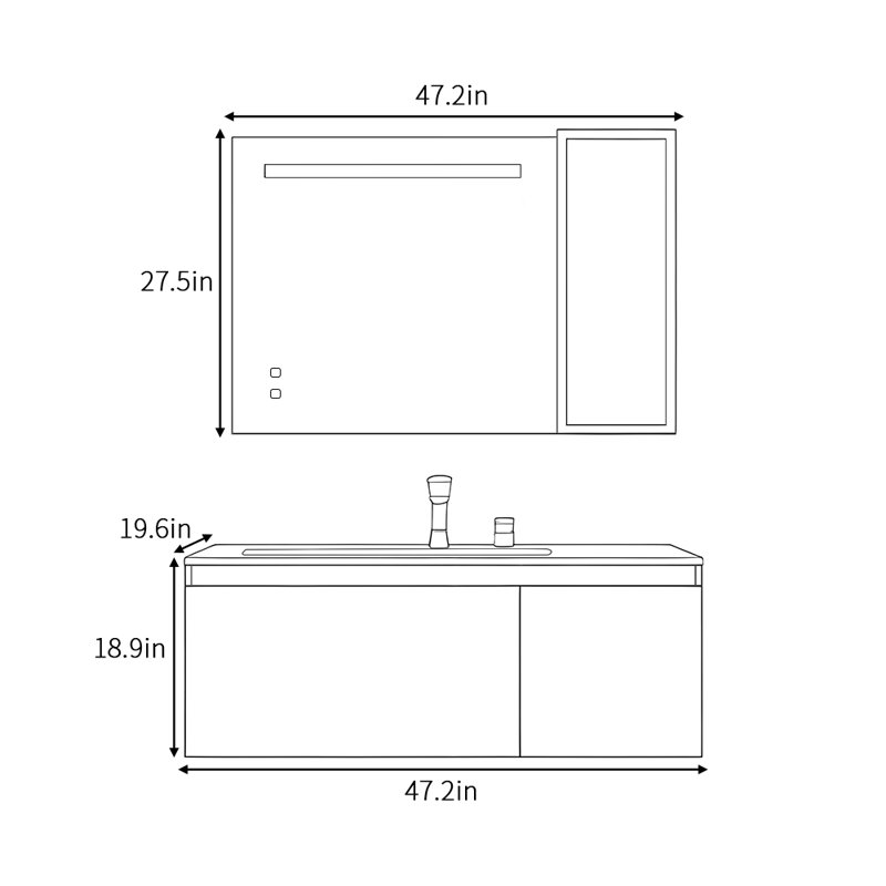 Armoire de salle de bain légère de luxe de style crème