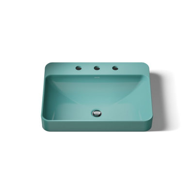Vox Vitreous China Rectangular Vessel Bathroom Sink with Overflow