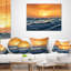 Coussin imprimé Blue Waves Dancing at Yellow Sunset - Sea & Shore-29462676
