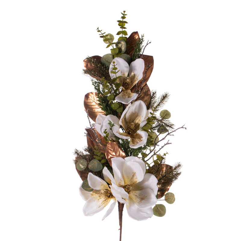 33" White Artificial Magnolia Swag.