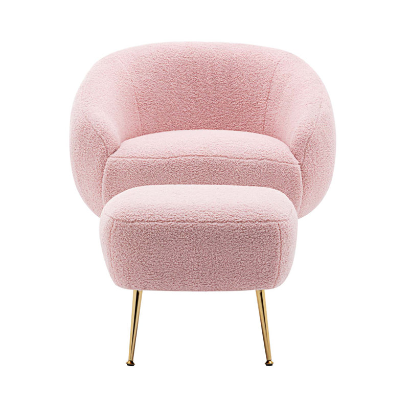 Méridienne avec repose-pieds l 30,9 po Meekah, Velours rose Altay
