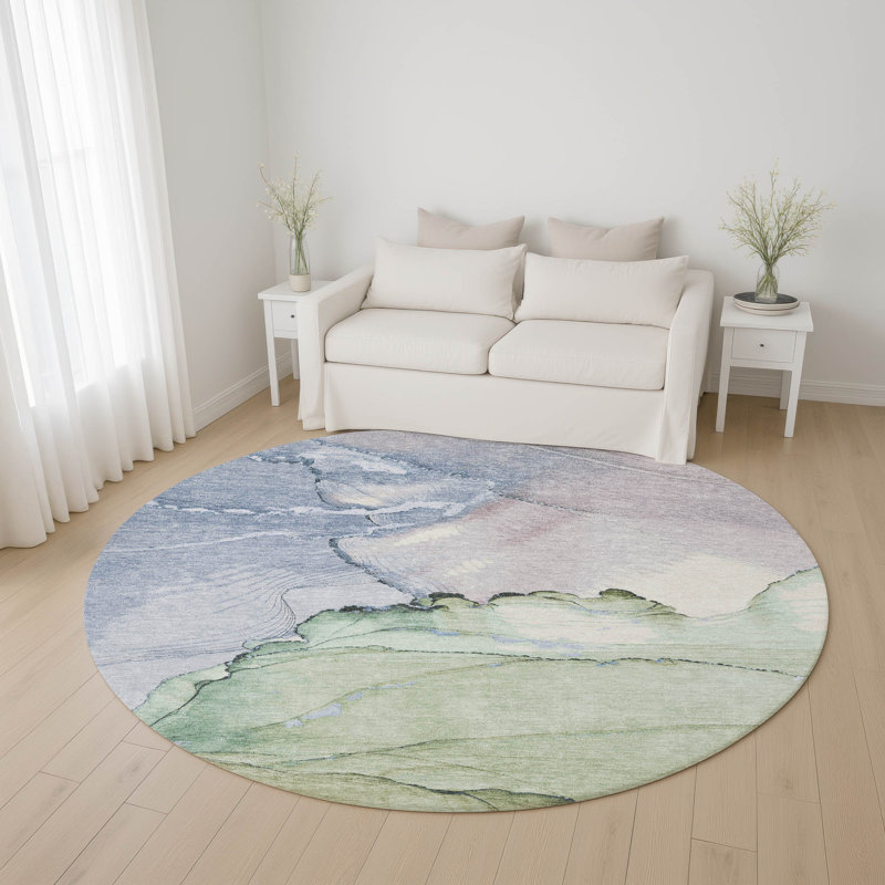 Tapis moderne lavable à la machine de qualité supérieure AMF1783, Rond 8 pi