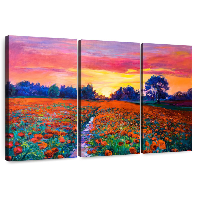 Alvord Red Poppy Flower Field, 36" H x 57" W