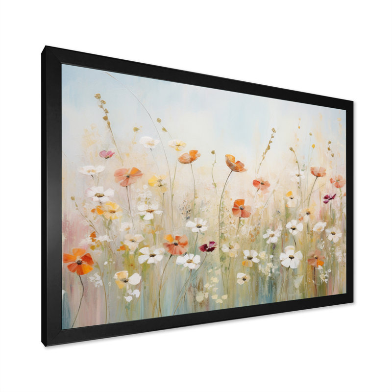 Art contemporain sur toile Meadow, H 24 po x l 32 po x P 1 po, Cadre simple noir