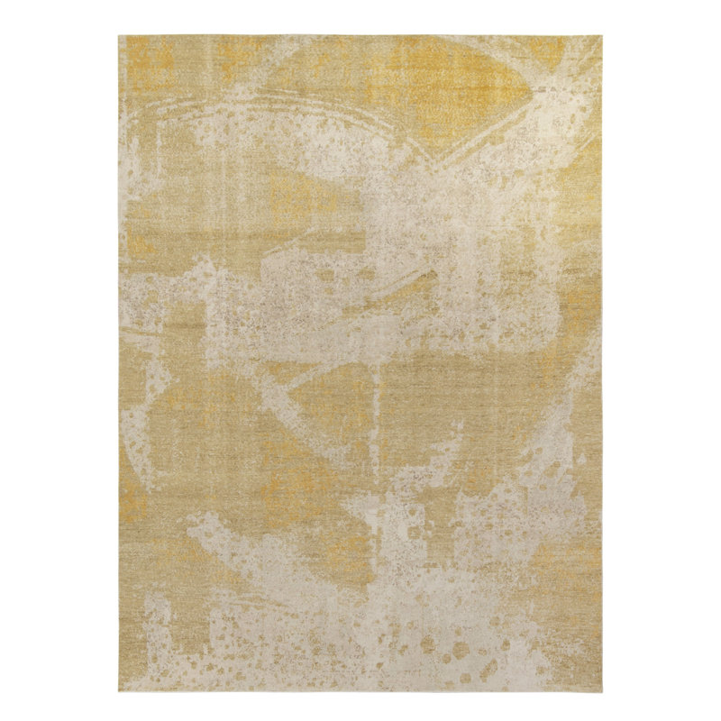 Distressed Homage Hand Knotted Wool Abstract Area Rug, Runner 3' x 8'