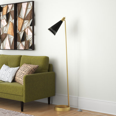 Dwayne 62.25'' Brushed Brass Traditional Floor Lamp