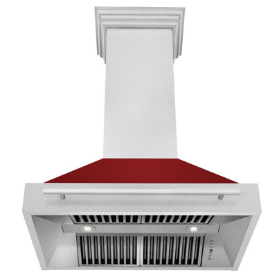 ZLINE 36 in. Satin Stainless Steel Wall Mount Range Hood with Shell and Stainless Steel Handle