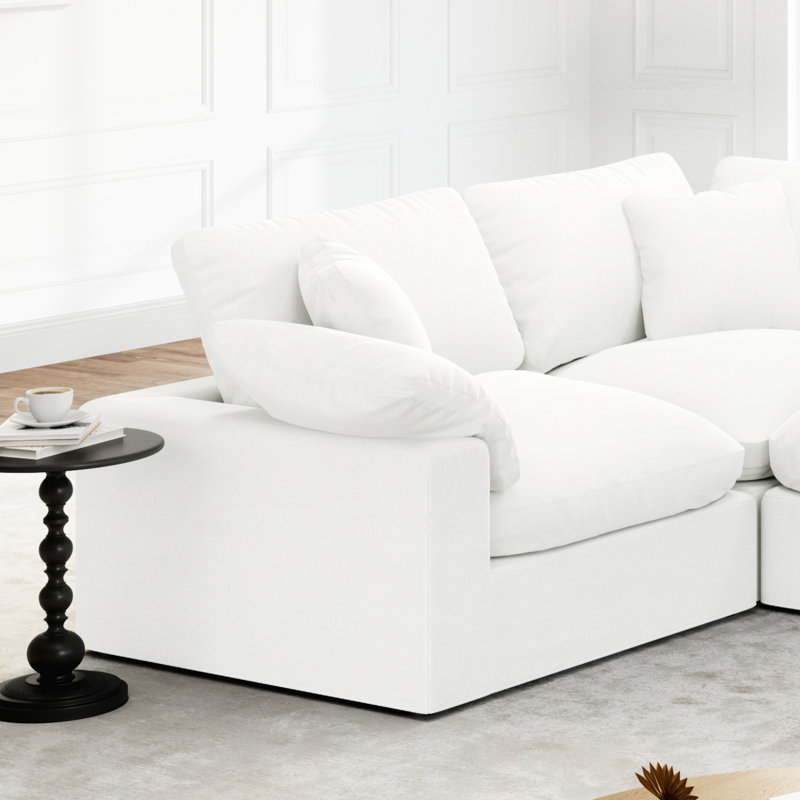 Upholstered Cloud Modular Sectional Sofa, Modern Comfy Couch Filled With Down, Convertible Deep Seat Couches For Living Room Apartment Lounge Bedroom