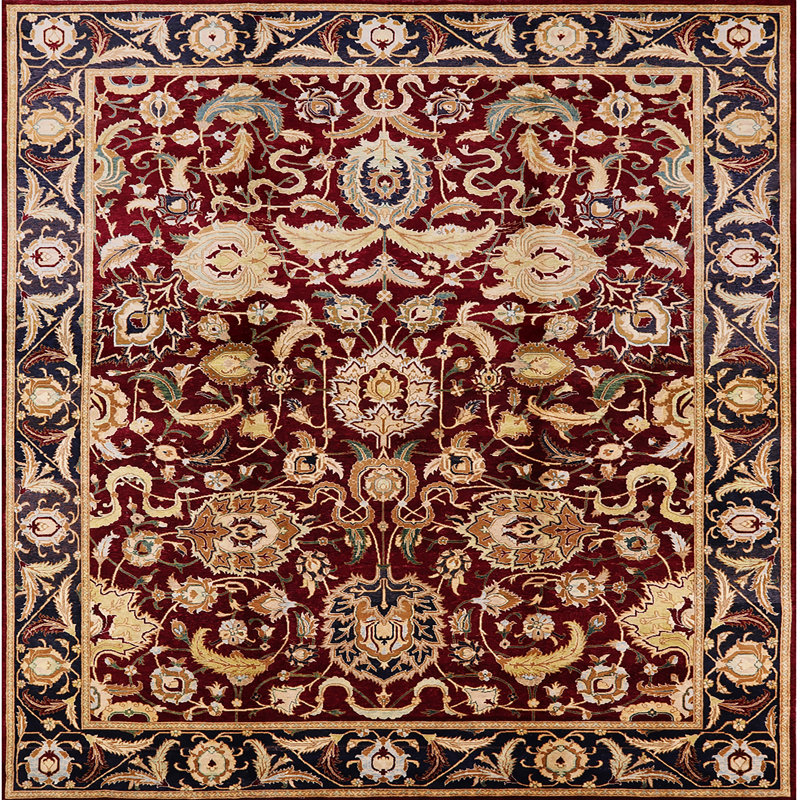 Tapis oriental rouge / bleu Cadmar, Carré 5 pi