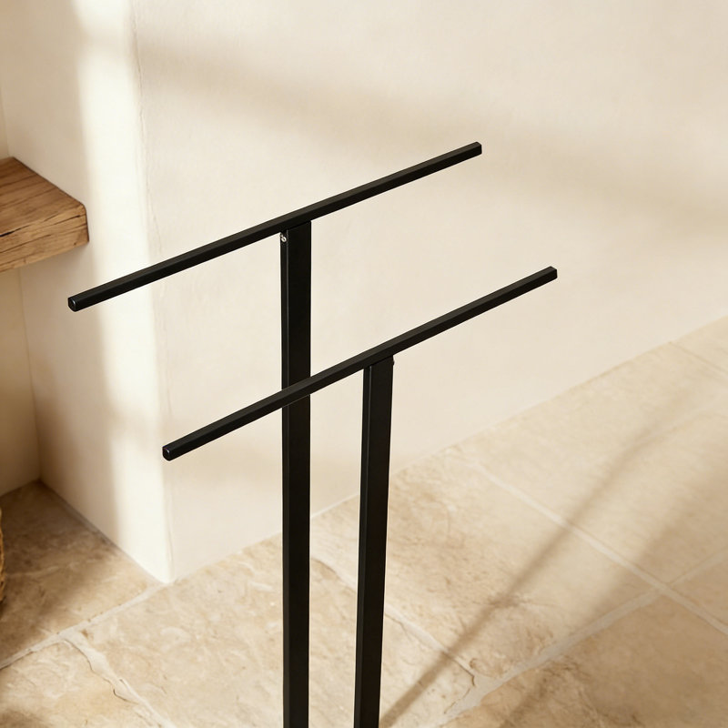Porte-serviettes sur pied, Noir mat
