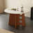 White&Walnut Round Sintered Stone Dining table-375124524