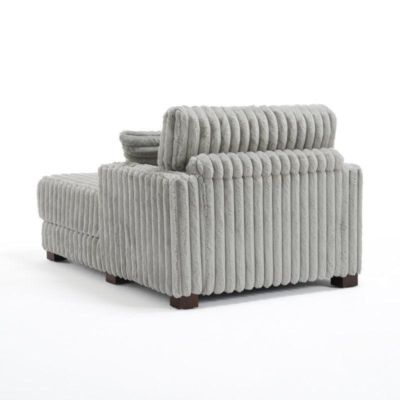 Upholstered Chaise Lounge, Light Grey 