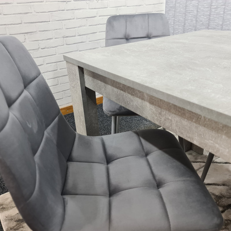 Amiela 6 - Person Dining Set, Grey, 7 Pieces: Table,6 Chairs, 75cm H x 140cm W x 80cm D