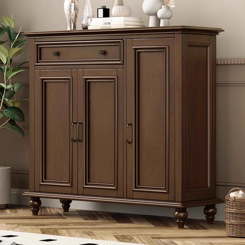 Banc de rangement pour chaussures en bois massif noyer clair, Noyer clair