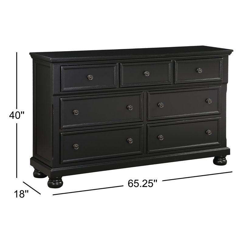 Aurane 65.25"W 7-Drawer Dresser with Bonus Hidden Jewelry Tray · Traditional, Black