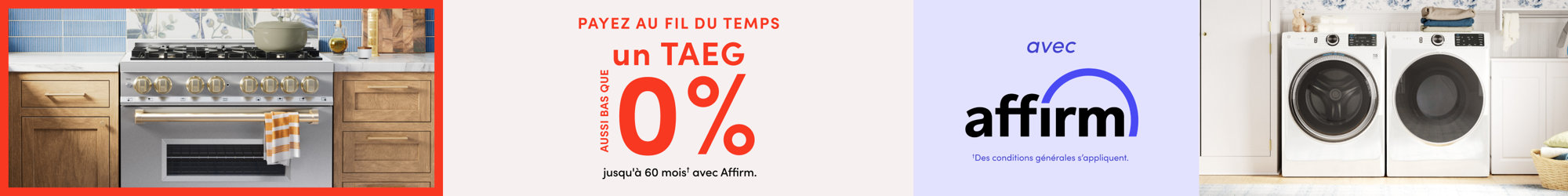 Payez au fil du temps : un TAEG aussi bas que 0 % jusqu'à 60 mois avec Affirm.