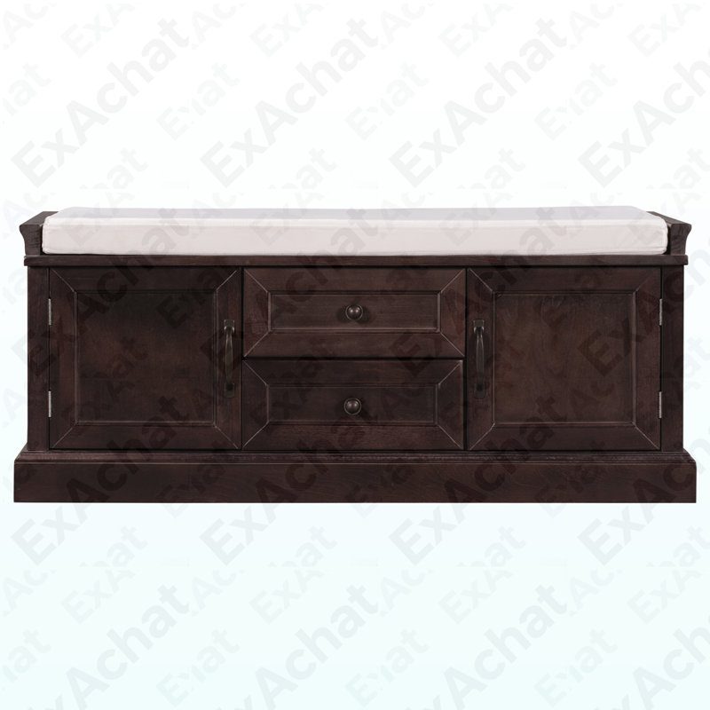 Banc de rangement avec 2 tiroirs et 2 armoires, banc à chaussures avec coussin amovible pour le salon, entrée (espresso)