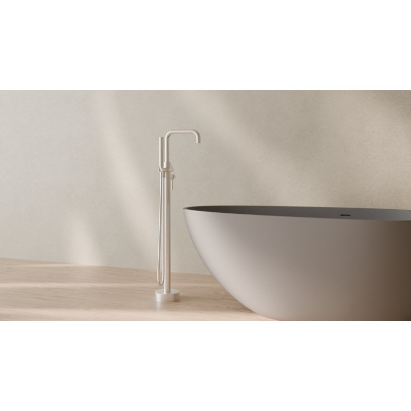 Robinet de baignoire autoportant 41,97 po avec douchette à main Badeloft AT-02-BS en acier inoxydable brossé, Acier brossé
