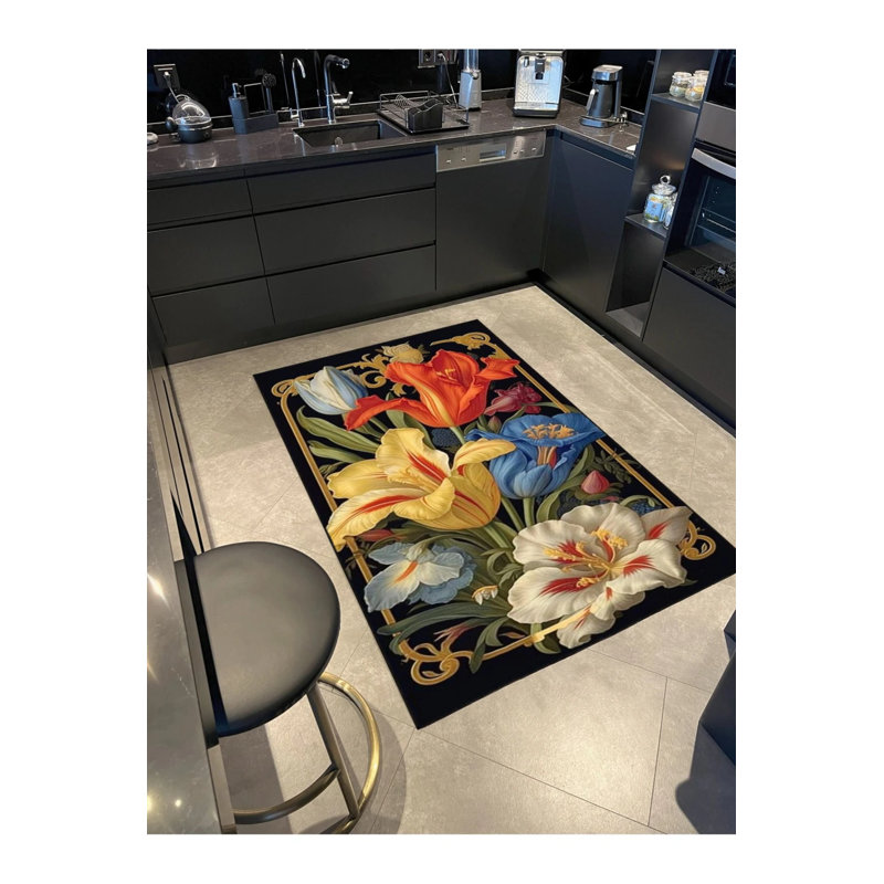 Tapis décoratif géométrique moderne à couleurs mélangées, Rectangle 3 pi 4 po x 5 pi