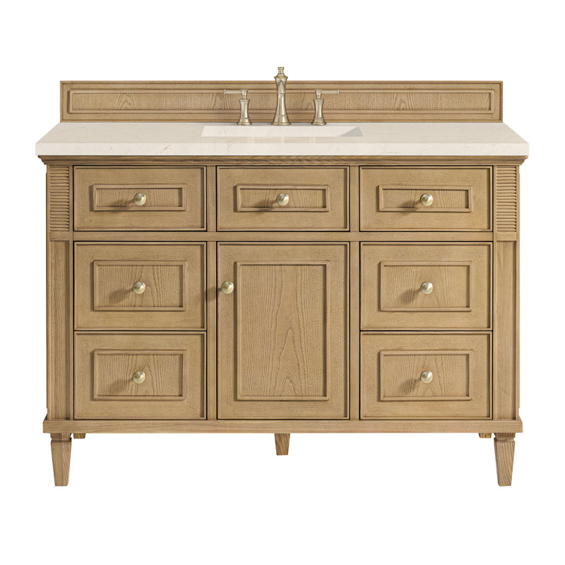 Lorelai 48'' W Single Vanity, Light Natural Oak, White Zeus Quartz, 8" Widespread