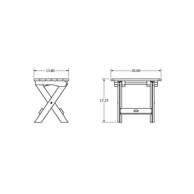 Rectangular Folding Outdoor Side Table , 20'' in. W 14'' in. D, Whitewash