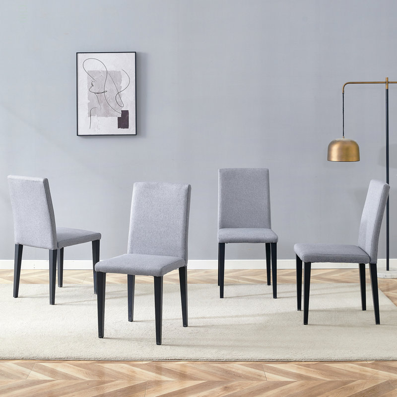 Quatre chaises de salle à manger en lin et coton, simples et polyvalentes, confortables et accompagnées. Des chaises de salle à manger exquises et polyvalentes offrent une nouvelle expérience confortable. (Ensemble de 4)