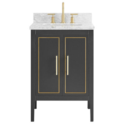 Meuble-lavabo simple 24 po avec comptoir en marbre de Carrare